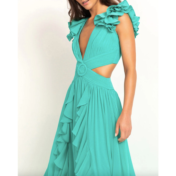 PatBo Cyan Flutter Sleeve Maxi Dress - Picture 7 of 16